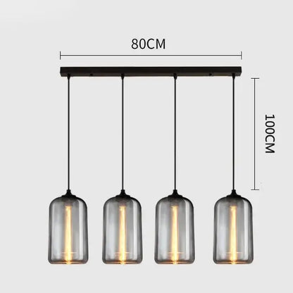 Modern gray glass pendant light set of 4 dining room lighting