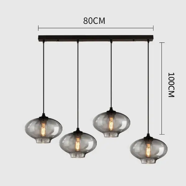 Modern gray glass pendant light set of 4 dining room lighting