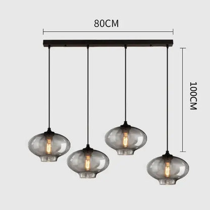 Modern gray glass pendant light set of 4 dining room lighting