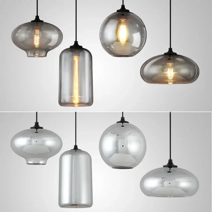 Modern gray glass pendant light set of 4 dining room lighting