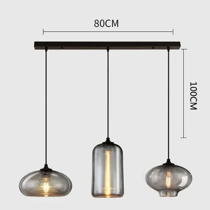 Modern gray glass pendant light set of 4 dining room lighting