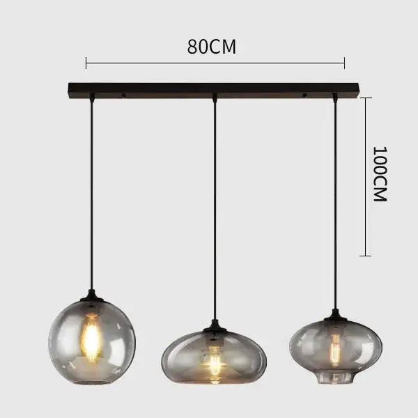 Modern gray glass pendant light set of 4 dining room lighting