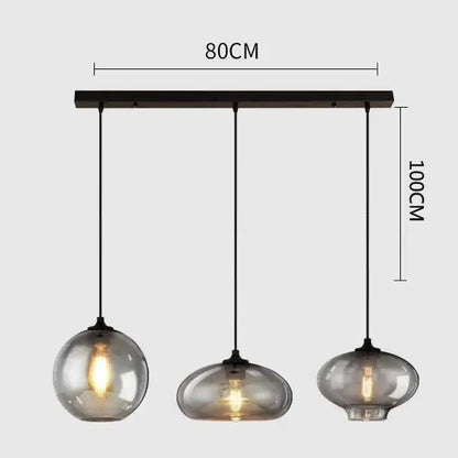 Modern gray glass pendant light set of 4 dining room lighting