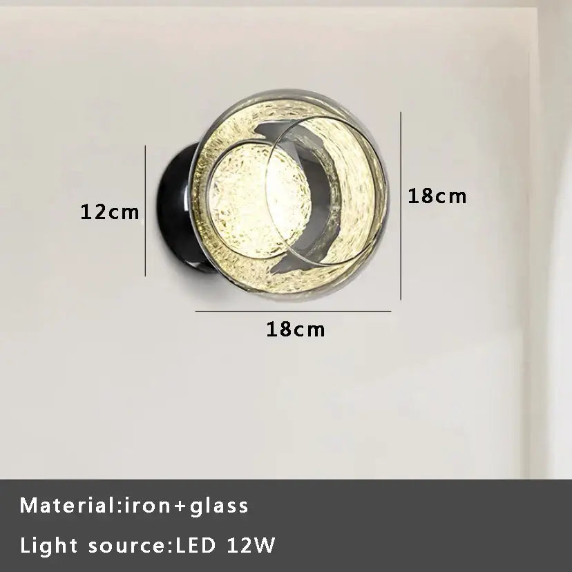Modern gray glass wall lights living room black sconce