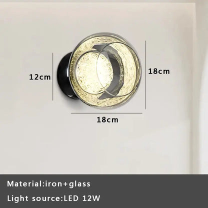 Modern gray glass wall lights living room black sconce