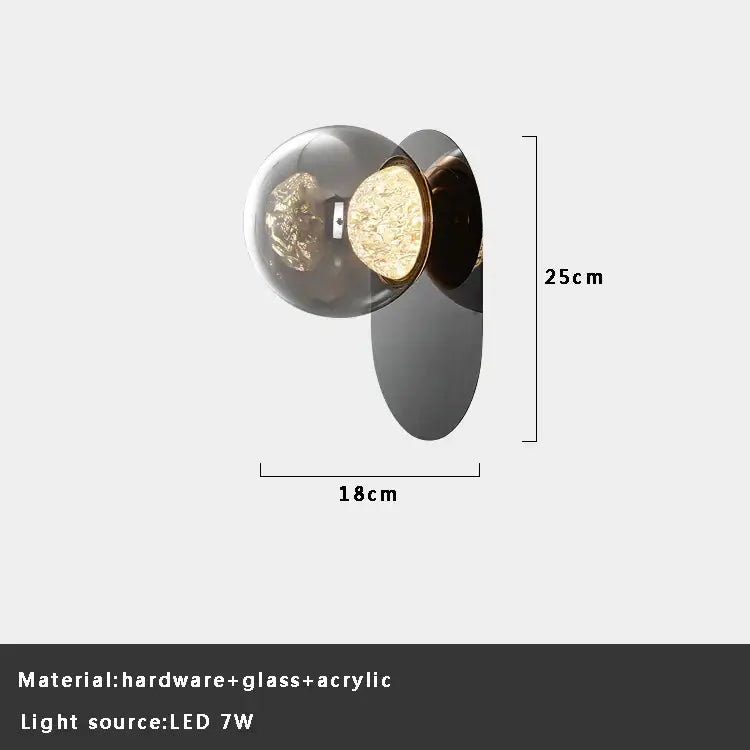 Modern gray glass wall lights living room black sconce