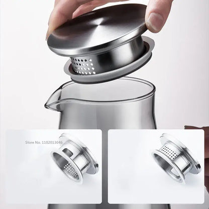 Modern gray glass water pitcher kitchen juice jug with stainless lid