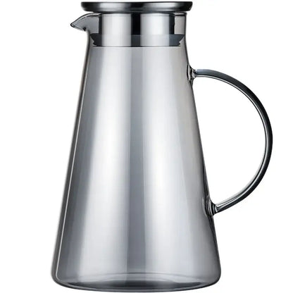 Modern gray glass water pitcher kitchen juice jug with stainless lid