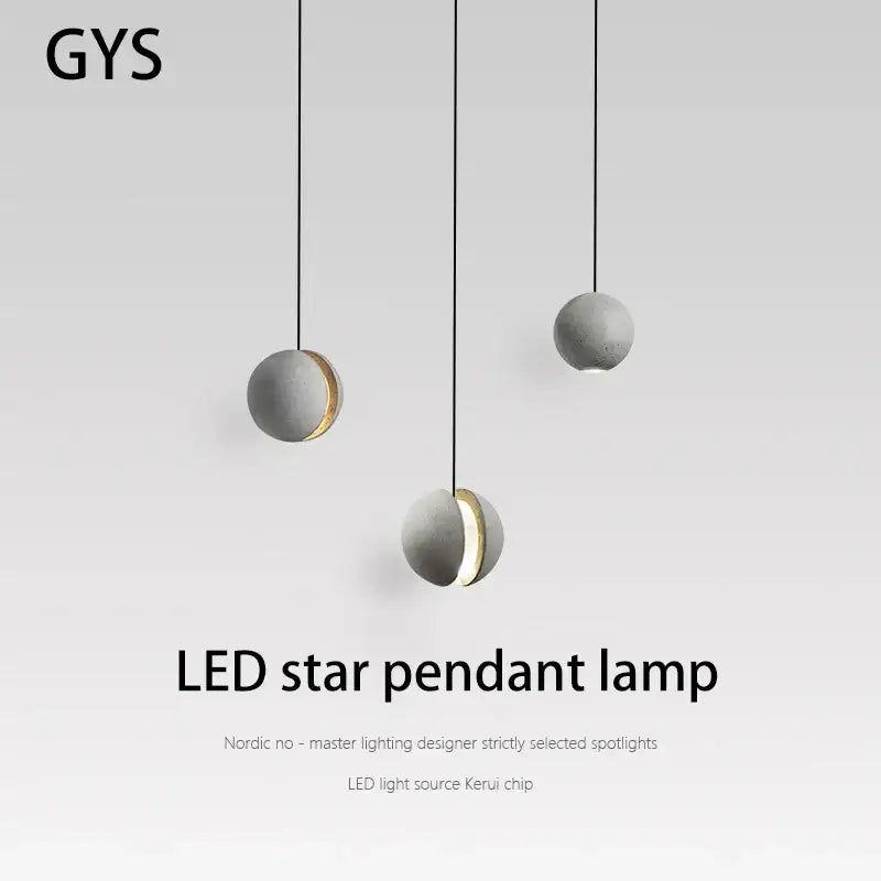 Modern gray & gold cement chandelier dining room pendant light