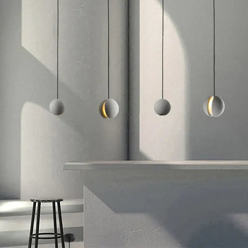 Modern gray & gold cement chandelier dining room pendant light