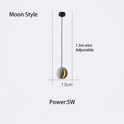 Modern gray & gold cement chandelier dining room pendant light