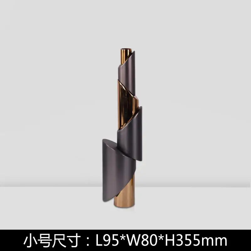Modern gray & gold helical pipe candle holder dining room decor