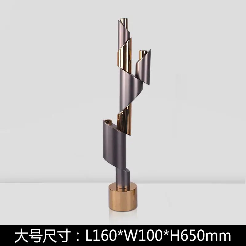 Modern gray & gold helical pipe candle holder dining room decor