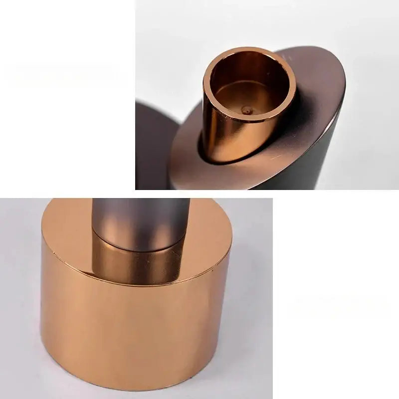 Modern gray & gold helical pipe candle holder dining room decor