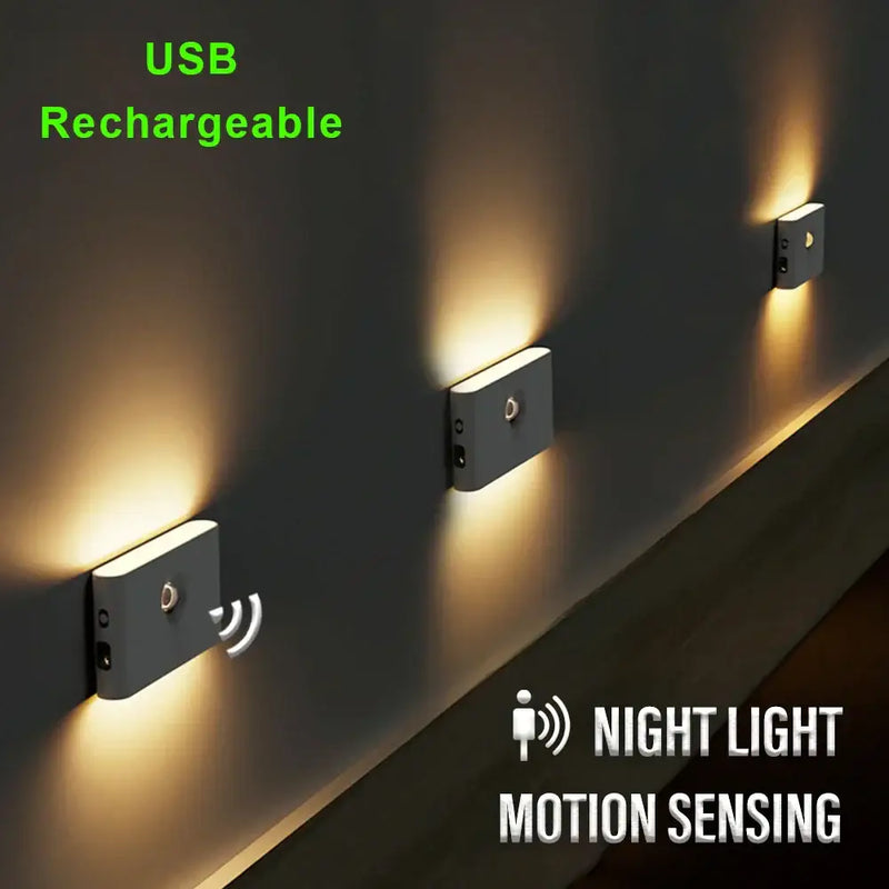 Modern gray induction night light motion sensor bedroom wall lamp