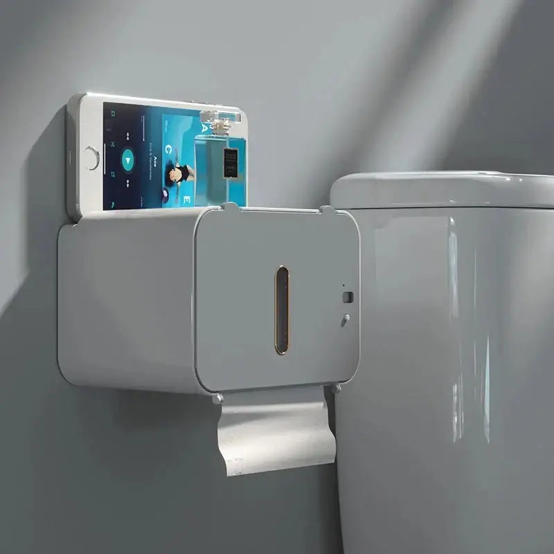 Modern gray induction toilet paper holder bathroom shelf