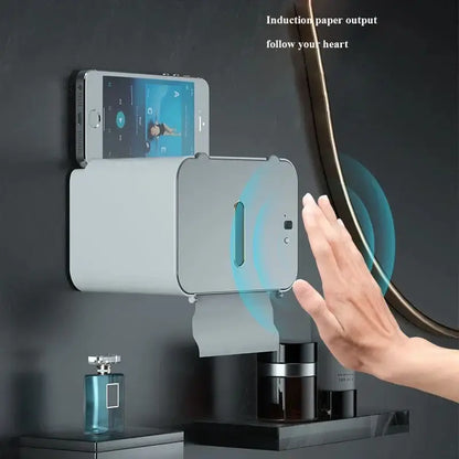 Modern gray induction toilet paper holder bathroom shelf