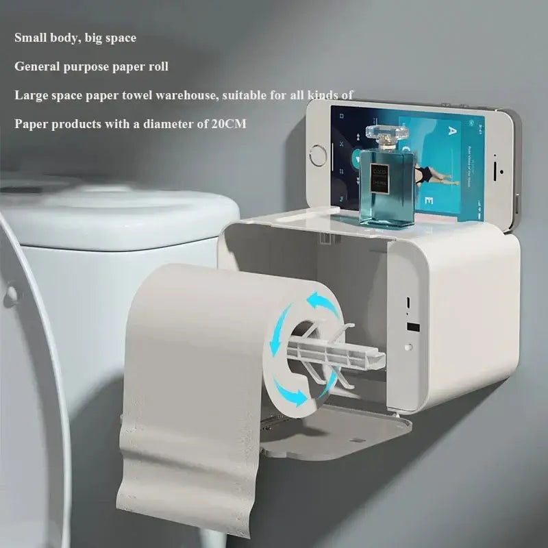 Modern gray induction toilet paper holder bathroom shelf