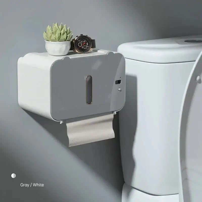 Modern gray induction toilet paper holder bathroom shelf