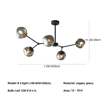 Modern gray lava glass chandelier dining room led pendant light
