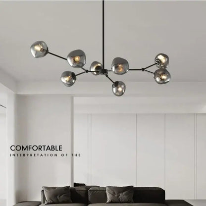 Modern gray lava glass chandelier dining room led pendant light