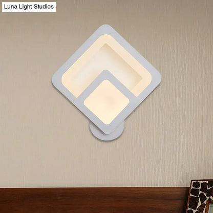 Modern gray layered square led wall sconce warm white bedroom light