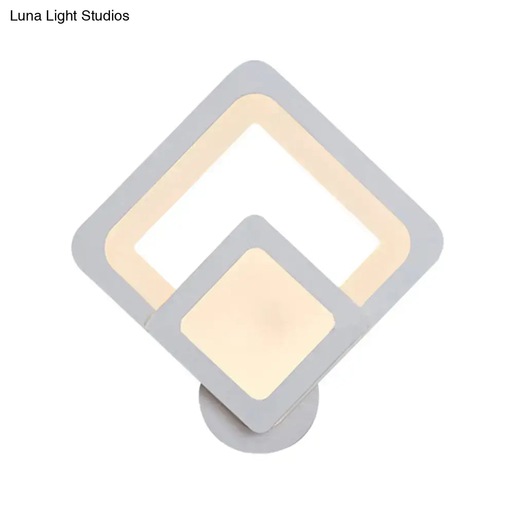 Modern gray layered square led wall sconce warm white bedroom light