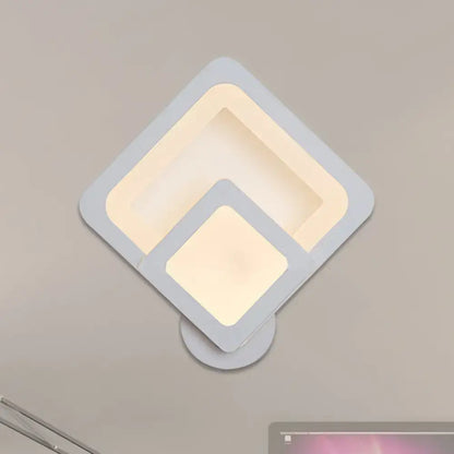 Modern gray layered square led wall sconce warm white bedroom light