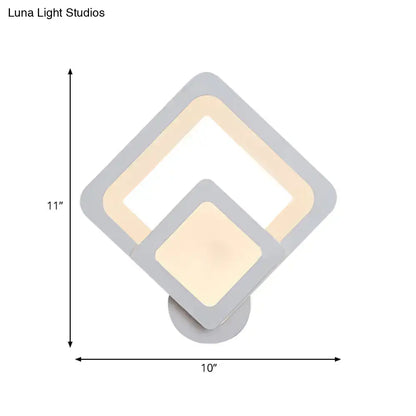 Modern gray layered square led wall sconce warm white bedroom light
