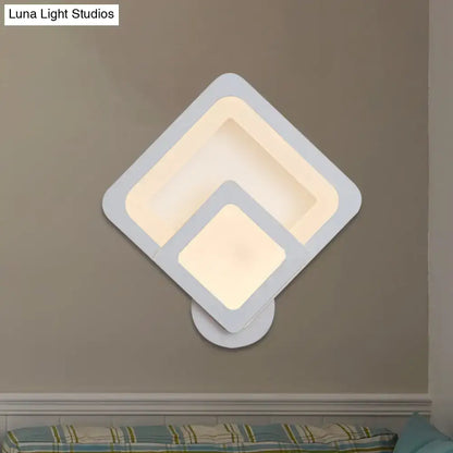 Modern gray layered square led wall sconce warm white bedroom light