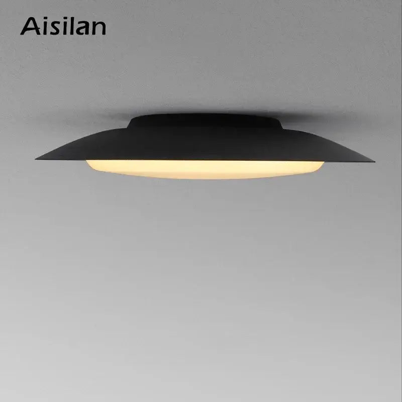 Modern gray leather platform bed bedroom led ceiling light