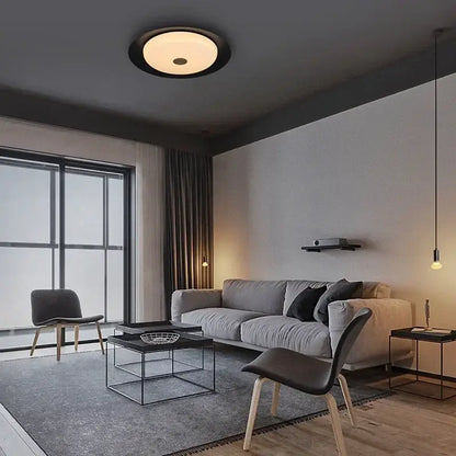Modern gray leather platform bed bedroom led ceiling light