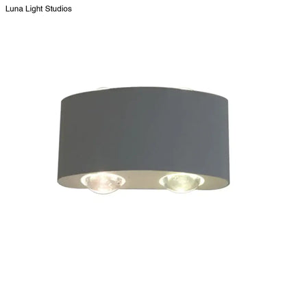 Modern gray metal piece cylindrical sconce lighting for living room