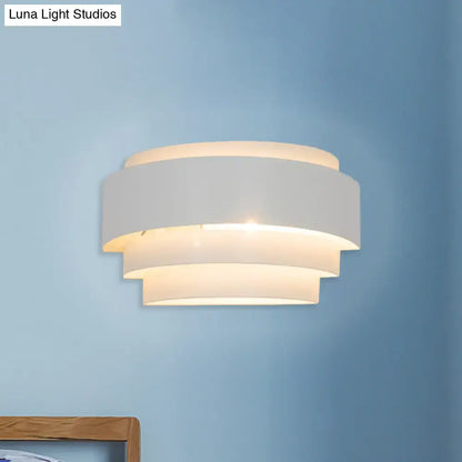 Modern gray metal wall sconce – living room warm glow light