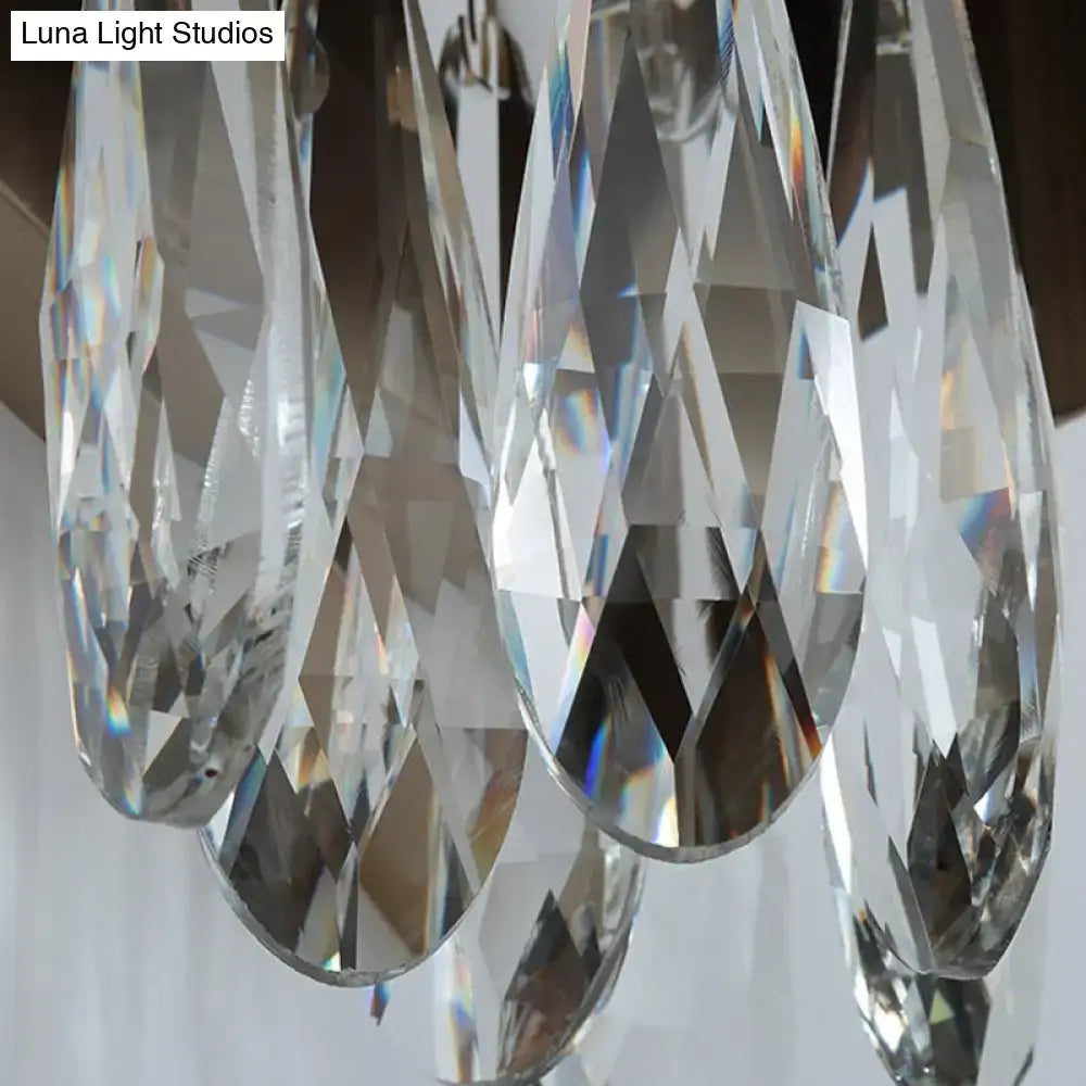 Modern gray metallic crystal teardrop wall sconce bedroom light