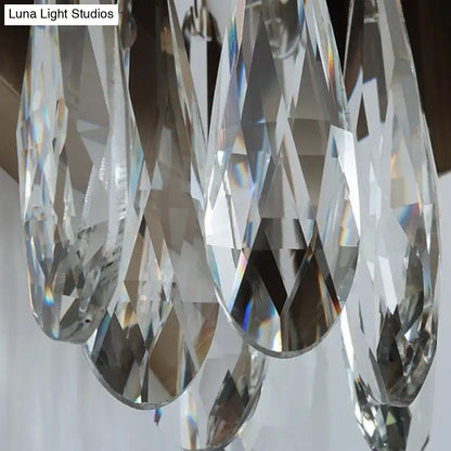 Modern gray metallic crystal teardrop wall sconce bedroom light