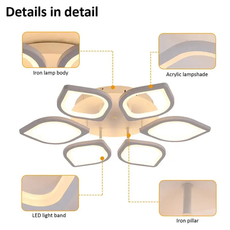 Modern gray petal acrylic led ceiling chandelier for living room