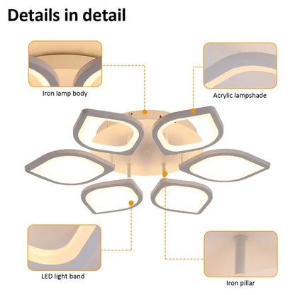 Modern gray petal acrylic led ceiling chandelier for living room
