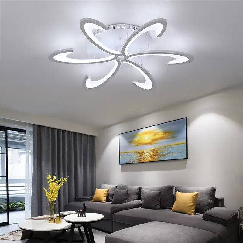 Modern gray petal acrylic led ceiling chandelier for living room