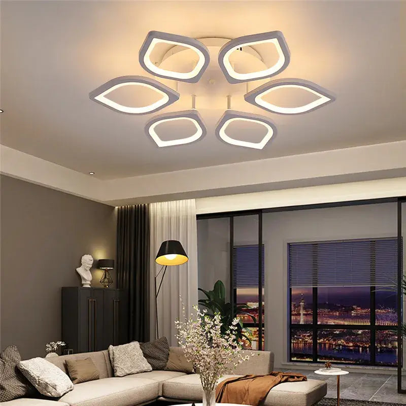 Modern gray petal acrylic led ceiling chandelier for living room