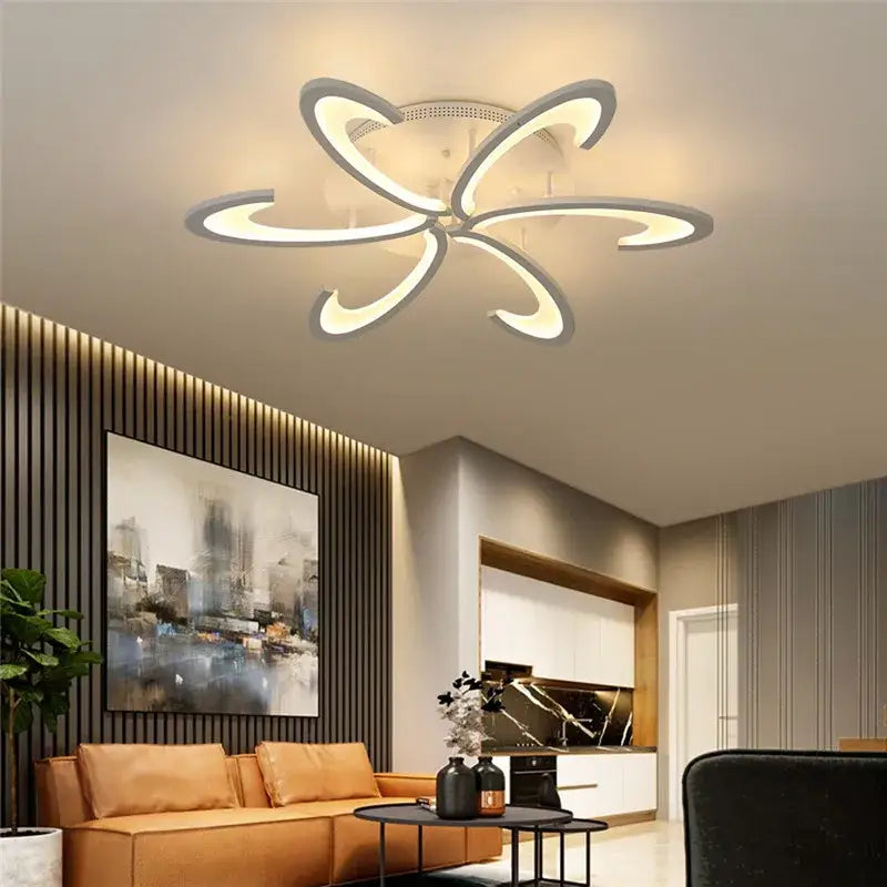 Modern gray petal acrylic led ceiling chandelier for living room
