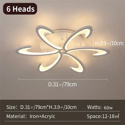 Modern gray petal acrylic led ceiling chandelier for living room