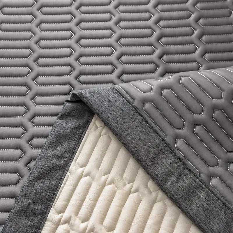 Modern gray quilted cooling latex bed mat bedroom geometric cover