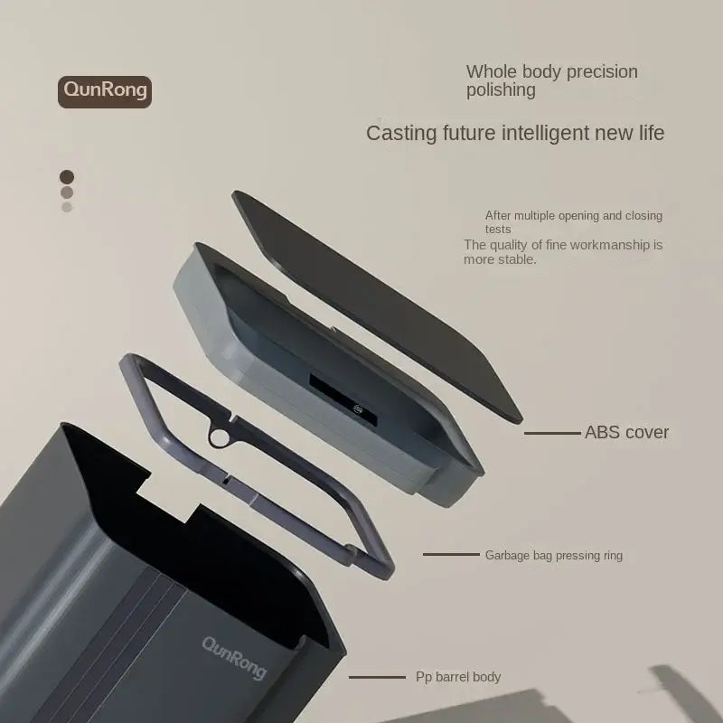Modern gray smart sensor trash can for kitchen and bathroom