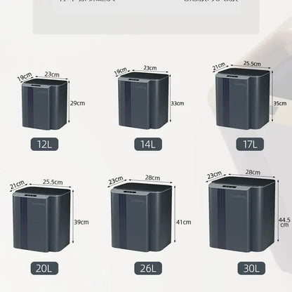 Modern gray smart sensor trash can for kitchen and bathroom