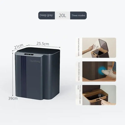 Modern gray smart sensor trash can for kitchen and bathroom