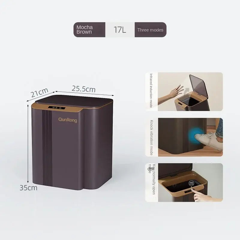 Modern gray smart sensor trash can for kitchen and bathroom