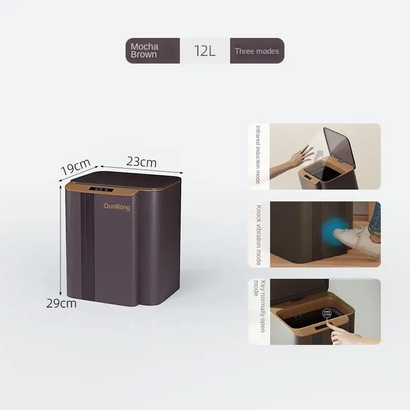 Modern gray smart sensor trash can for kitchen and bathroom