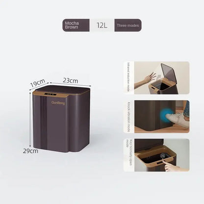Modern gray smart sensor trash can for kitchen and bathroom