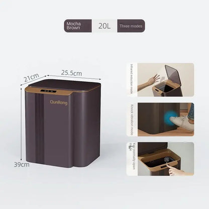 Modern gray smart sensor trash can for kitchen and bathroom